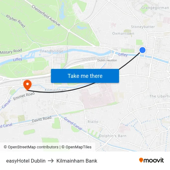 easyHotel Dublin to Kilmainham Bank map