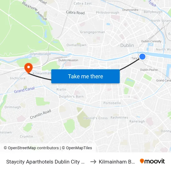 Staycity Aparthotels Dublin City Quay to Kilmainham Bank map