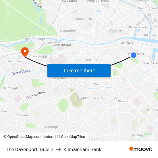 The Davenport, Dublin to Kilmainham Bank map