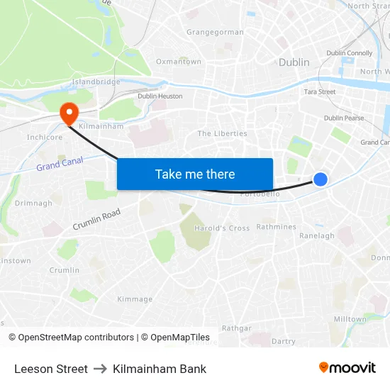 Leeson Street to Kilmainham Bank map