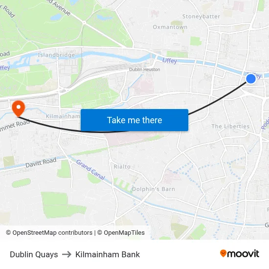 Dublin Quays to Kilmainham Bank map