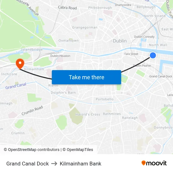 Grand Canal Dock to Kilmainham Bank map