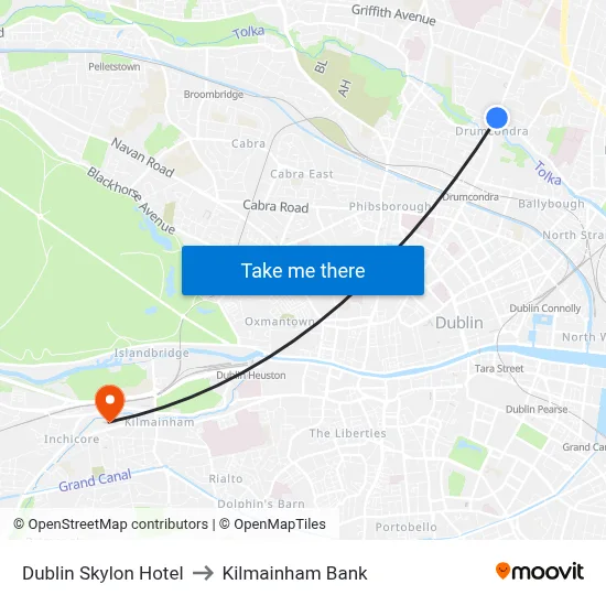 Dublin Skylon Hotel to Kilmainham Bank map