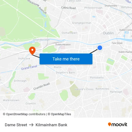 Dame Street to Kilmainham Bank map
