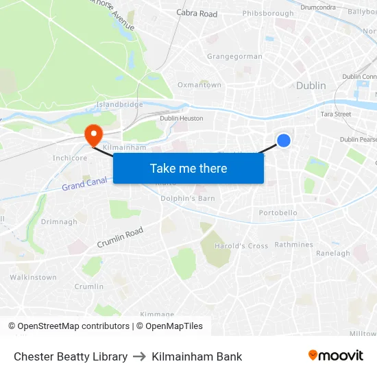 Chester Beatty Library to Kilmainham Bank map