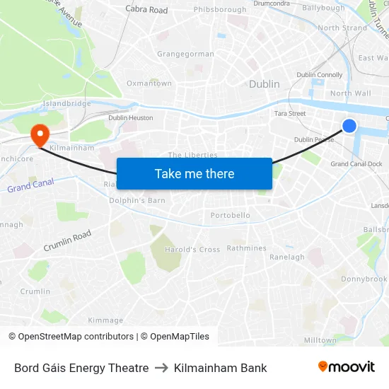 Bord Gáis Energy Theatre to Kilmainham Bank map