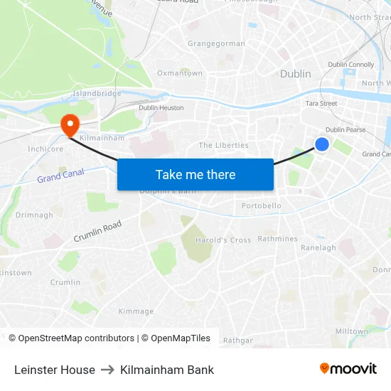 Leinster House to Kilmainham Bank map