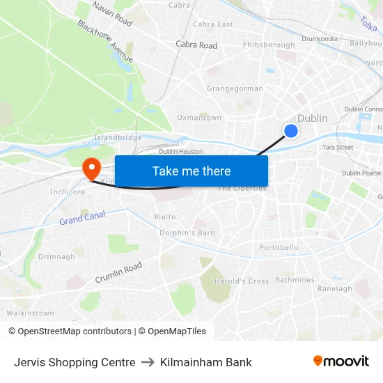 Jervis Shopping Centre to Kilmainham Bank map
