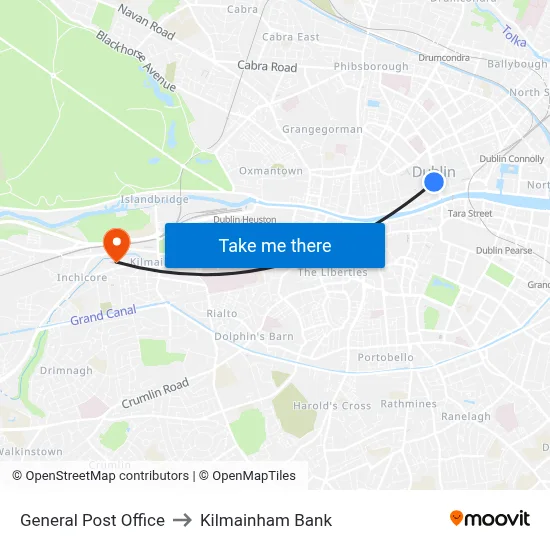 General Post Office to Kilmainham Bank map