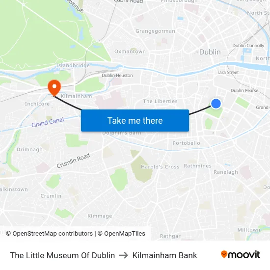 The Little Museum Of Dublin to Kilmainham Bank map