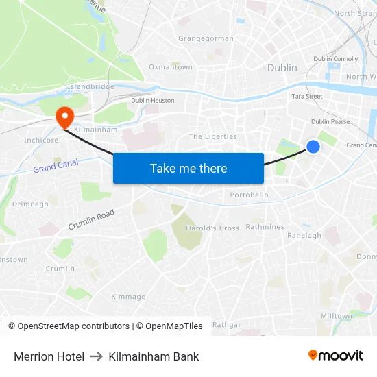Merrion Hotel to Kilmainham Bank map