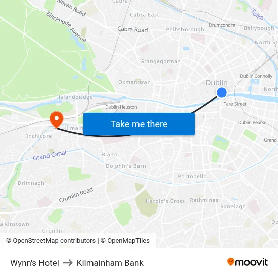 Wynn's Hotel to Kilmainham Bank map