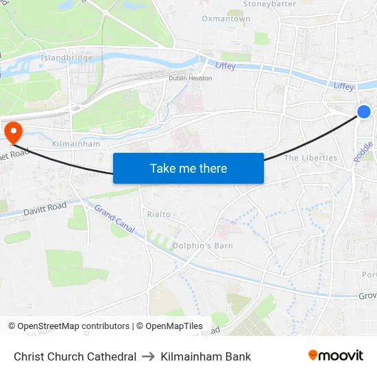 Christ Church Cathedral to Kilmainham Bank map