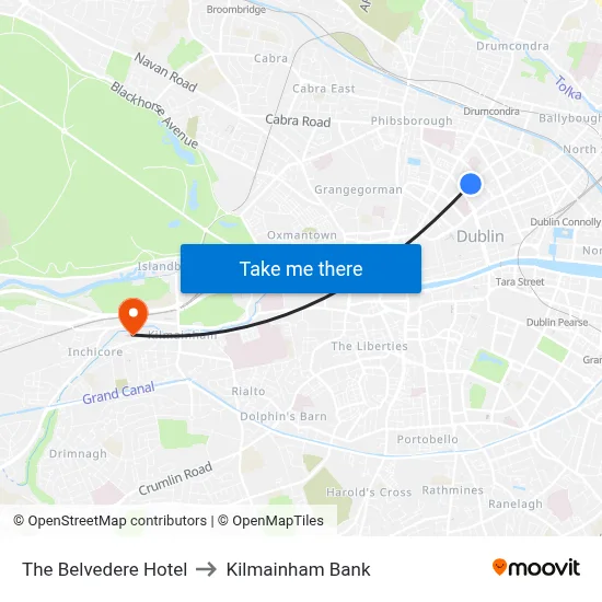 The Belvedere Hotel to Kilmainham Bank map
