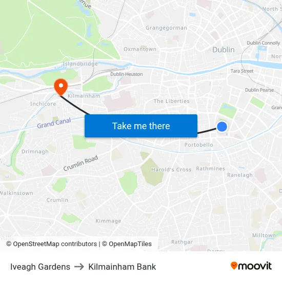 Iveagh Gardens to Kilmainham Bank map