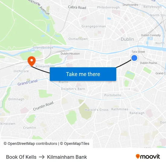Book Of Kells to Kilmainham Bank map