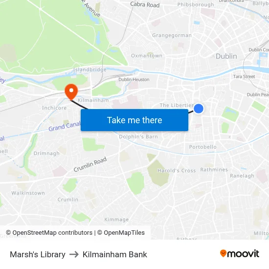 Marsh's Library to Kilmainham Bank map