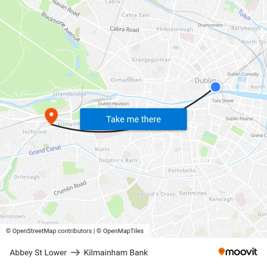 Abbey St Lower to Kilmainham Bank map