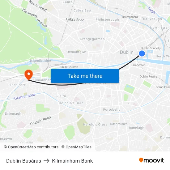 Dublin Busáras to Kilmainham Bank map