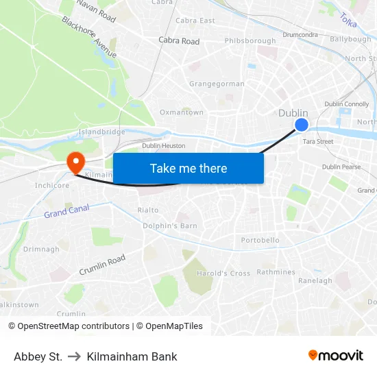 Abbey St. to Kilmainham Bank map