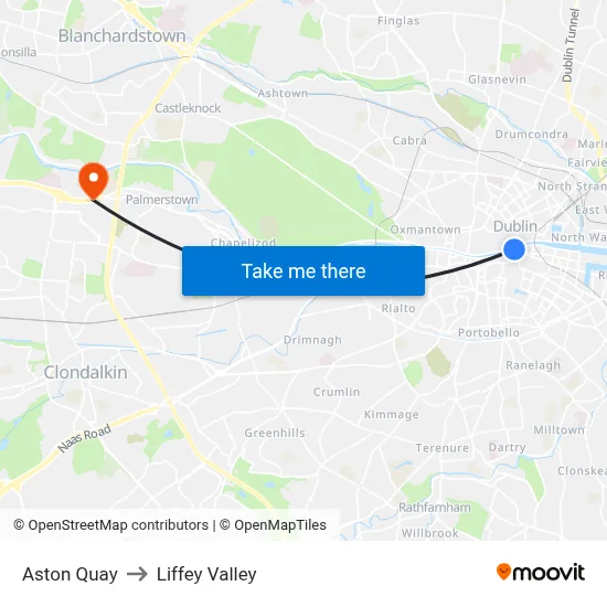 Aston Quay to Liffey Valley map