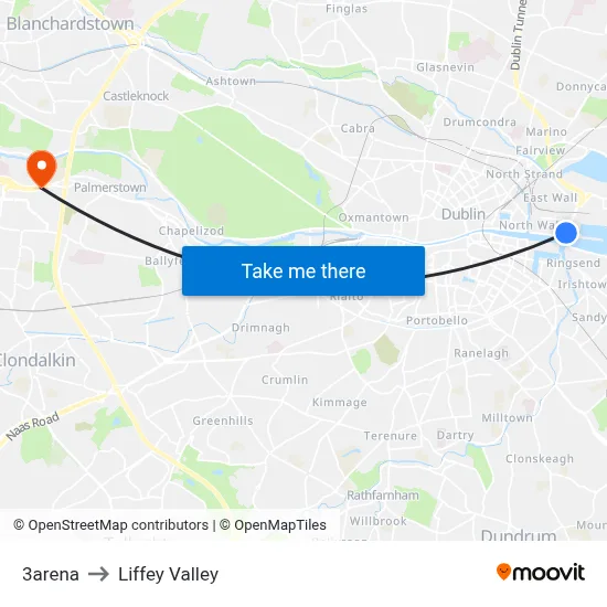 3arena to Liffey Valley map