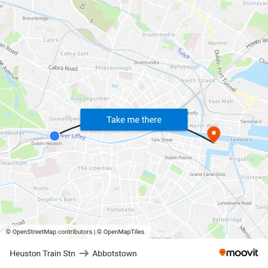 Heuston Train Stn to Abbotstown map