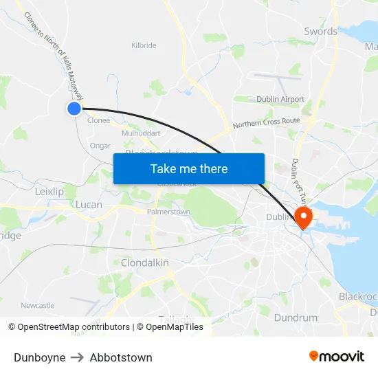 Dunboyne to Abbotstown map