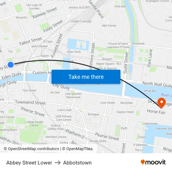 Abbey Street Lower to Abbotstown map