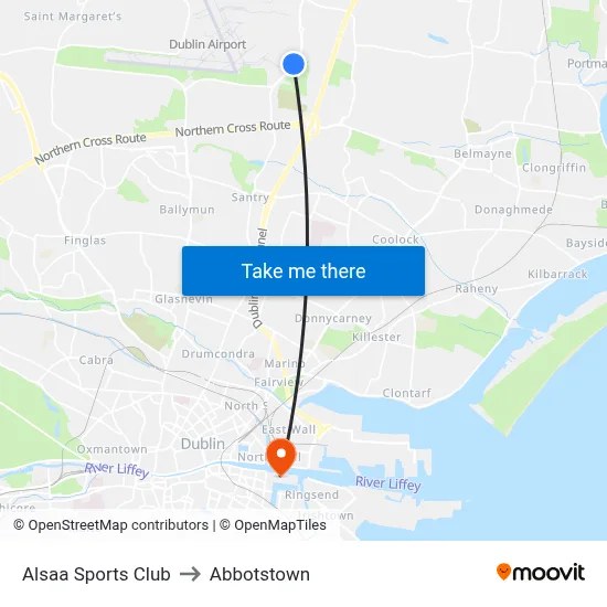 Alsaa Sports Club to Abbotstown map