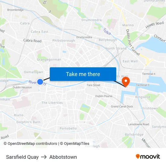 Sarsfield Quay to Abbotstown map