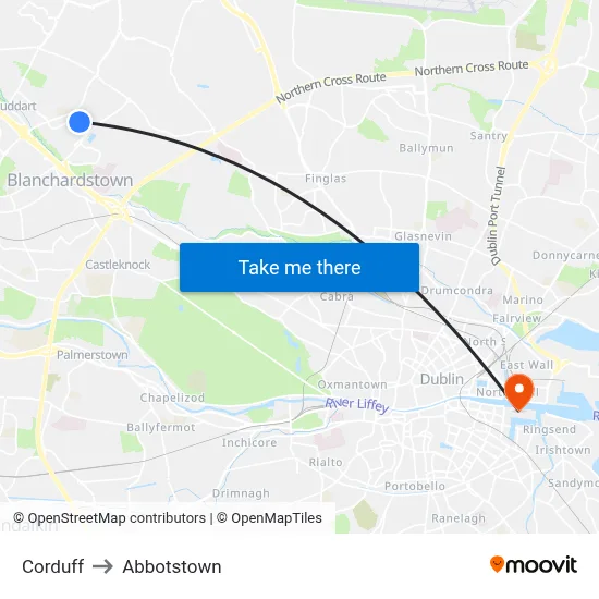 Corduff to Abbotstown map