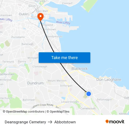 Deansgrange Cemetery to Abbotstown map