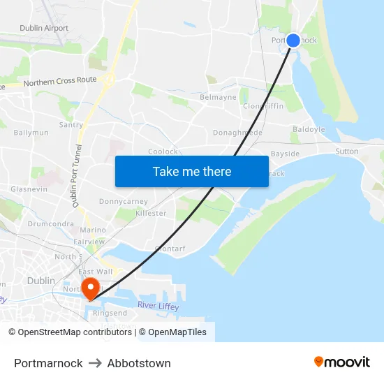 Portmarnock to Abbotstown map