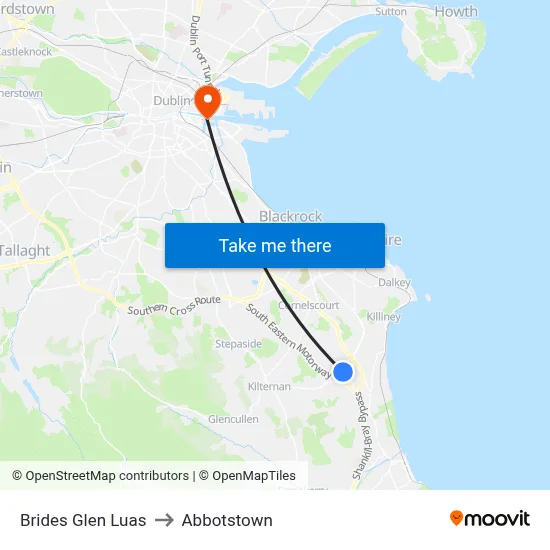 Brides Glen Luas to Abbotstown map