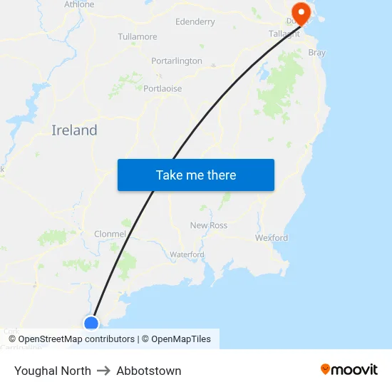 Youghal North to Abbotstown map