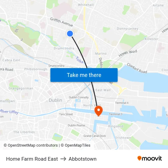 Home Farm Road East to Abbotstown map