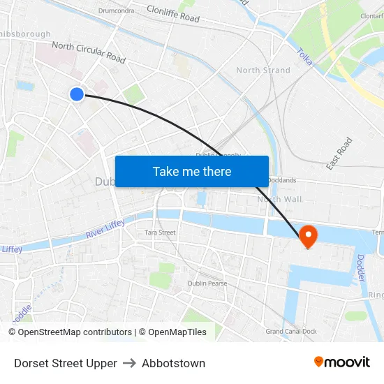 Dorset Street Upper to Abbotstown map
