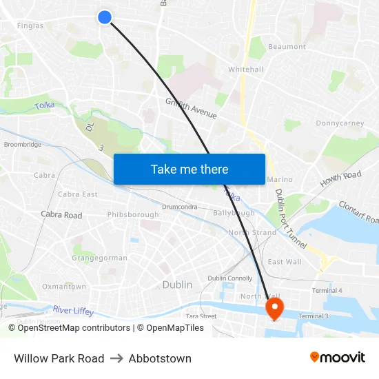 Willow Park Road to Abbotstown map