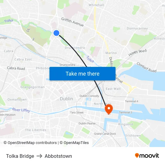 Tolka Bridge to Abbotstown map