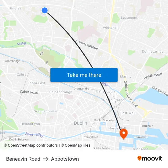 Beneavin Road to Abbotstown map