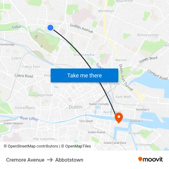 Cremore Avenue to Abbotstown map