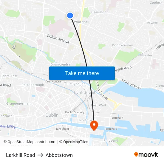Larkhill Road to Abbotstown map