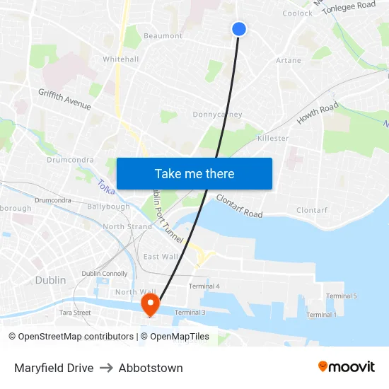 Maryfield Drive to Abbotstown map