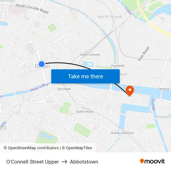 O'Connell Street Upper to Abbotstown map