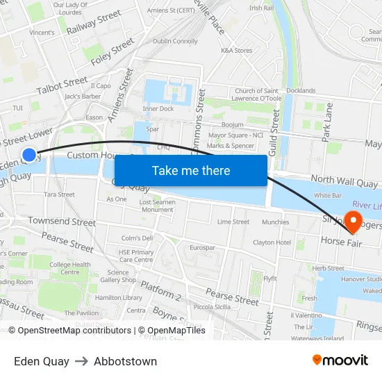 Eden Quay to Abbotstown map