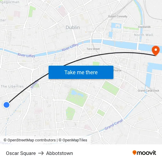 Oscar Square to Abbotstown map