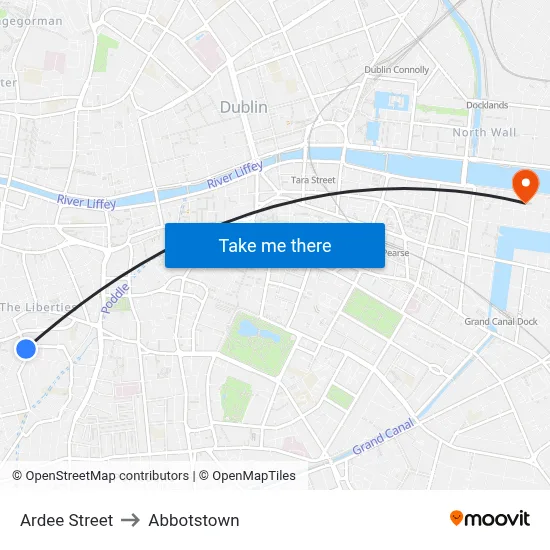 Ardee Street to Abbotstown map