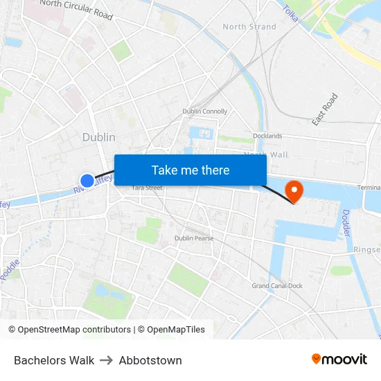 Bachelors Walk to Abbotstown map