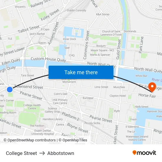 College Street to Abbotstown map